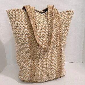 Mandum from Etsy Tan and White Geometric Pattern Tote Bag hippie chic